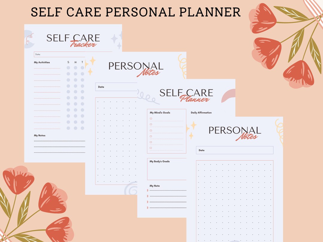 Neutral Minimalist Feminine Organic Shape Self Care Personal Planner ...
