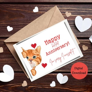 Cute Cat Belated Anniversary Card,Funny Lated Anniversary Card,Instant download,Printable Card 7x5,Belated anniversary card,sorry lated card image 4