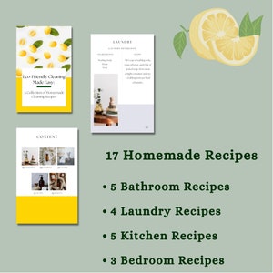 Eco-friendly Cleaning Products Recipes E-book,All natural cleaning recipes printable,zero waste homemade cleaning e-book,sustainable recipes image 2