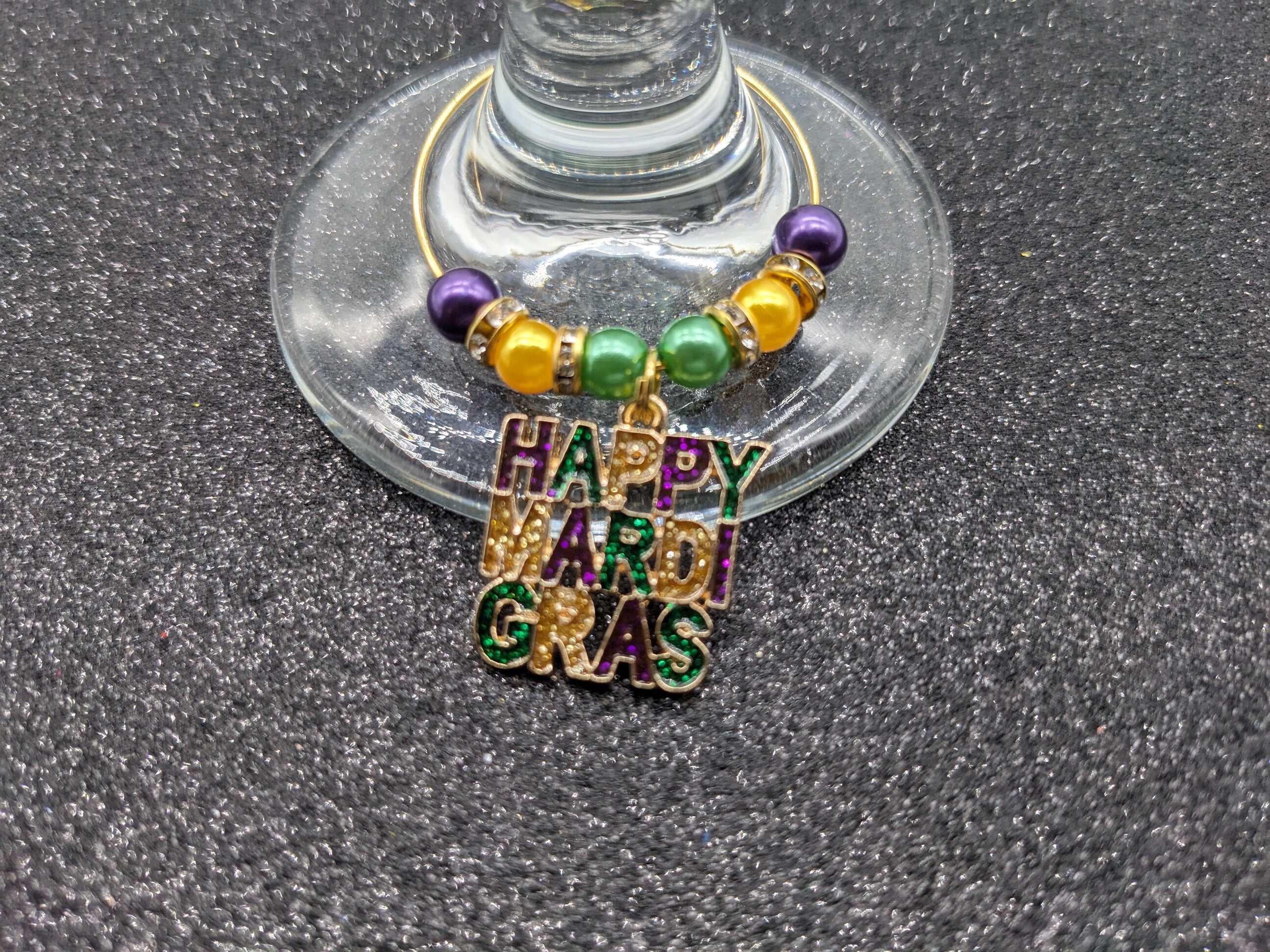 Mardi Gras Wine Charms With Pouch Set of 6 