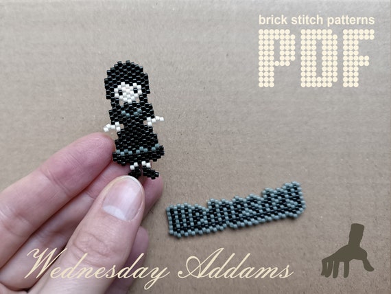 Wednesday pattern Brick stitch pattern Beading tutorial Miyuki pattern Wednesday Addams beaded embroidery PDF patterns