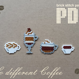 Coffee brick stitch patterns PDF, Beading patterns, Seed bead patterns, Miyuki patterns