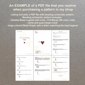 K&ouml;nnte beinhalten: Ein PDF-Muster zum Perlen eines Herz-Designs. Das Muster enth&auml;lt eine Perlenlegende mit Farbe, Gr&ouml;&szlig;e und Anzahl sowie ein Perlendiagramm mit einem Buchstaben, der mit der Perlenlegende &uuml;bereinstimmt.