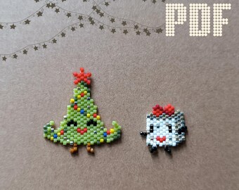 Beaded Christmas Brick stitch patterns PDF Seed bead Christmas Beading tutorial