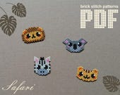 Animal seed bead patterns PDF Lion Zebra Koala Tiger Brick stitch beading patterns Miyuki Delica beads