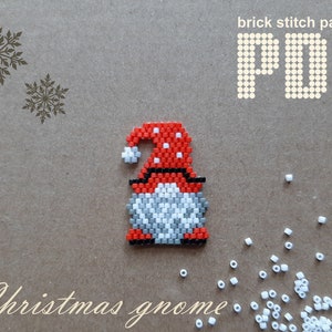 Christmas Gnome bead pattern, Brick stitch beading, Miyuki Delica, Christmas beadwork, Digital download PDF file