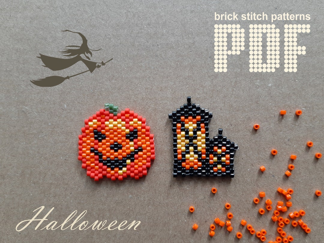 Beading Halloween Seed Bead Patterns Pumpkin Brick Stitch Pattern