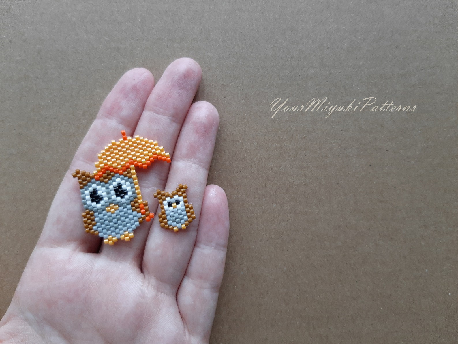 Owls Brick Stitch Beading Patterns Autumn Bead Pattern Etsy