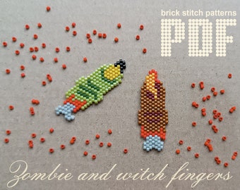 Halloween bead patterns Brick stitch beading tutorial Seed bead pattern Beaded Halloween fingers PDF