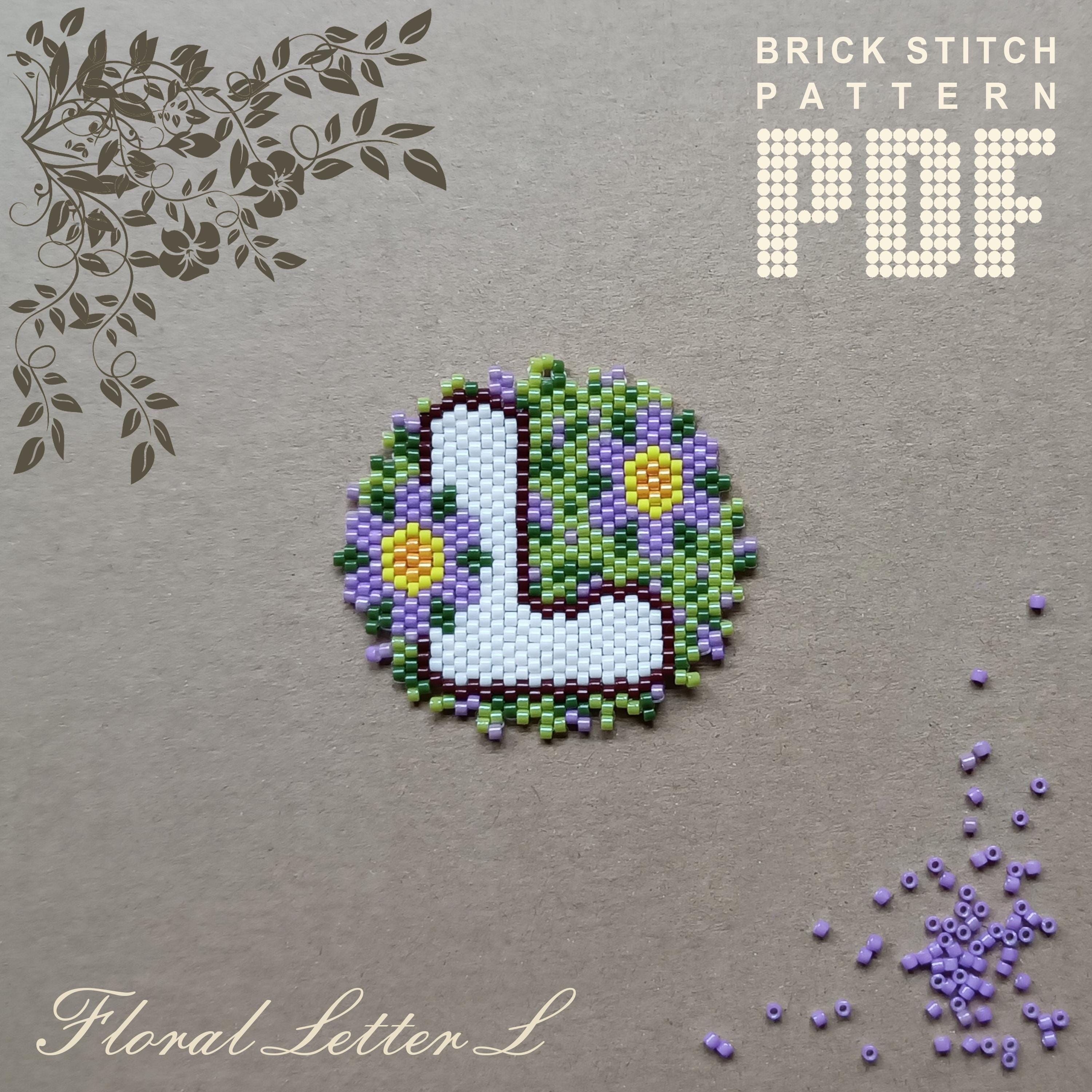 ビーズパターン PDF 花文字 L ブリックステッチビーズ ミユキデリカ