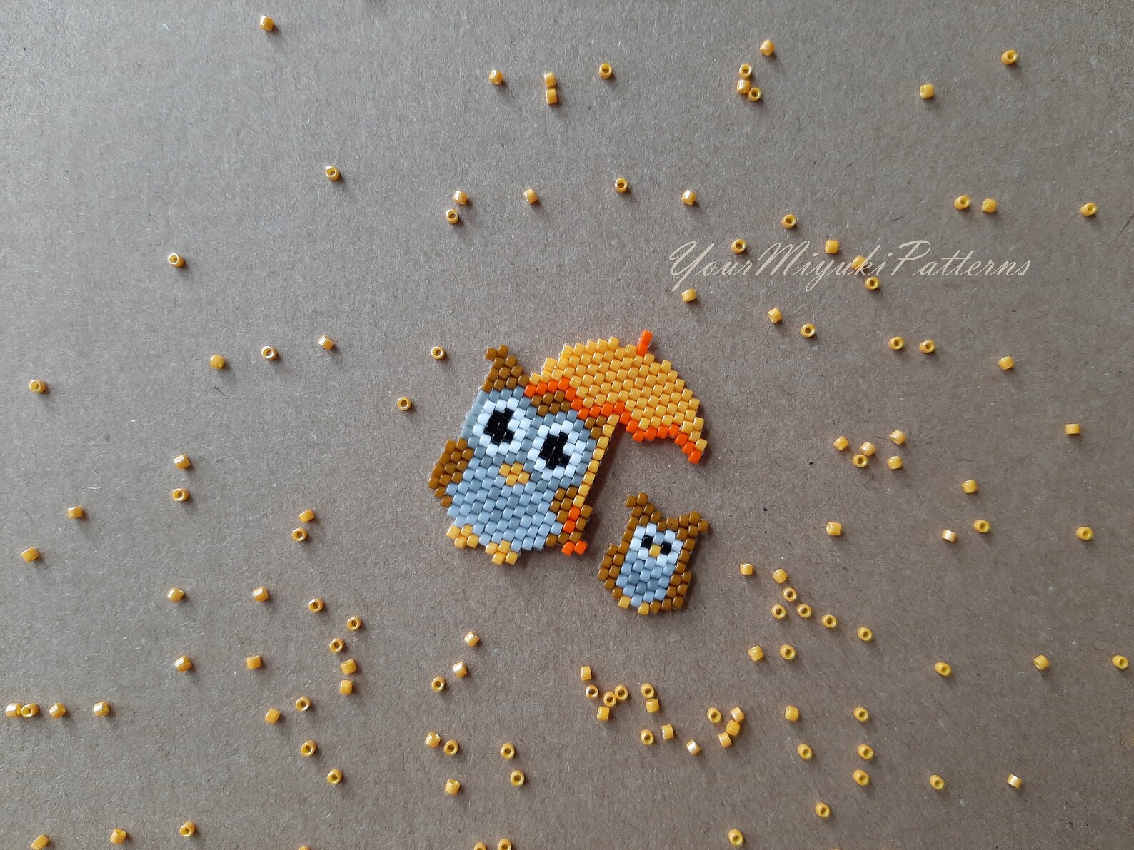 Owls Brick Stitch Beading Patterns, Autumn Bead Pattern, Beading
