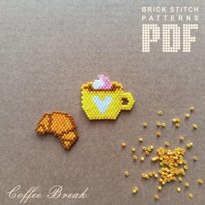 Brick Stich Fädelmuster Kaffee Croissant rocailles perlen perlen anleitung PDF Miyuki Delica perlen