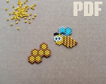 Beaded Bee beading brick stitch pattern PDF Tutorial beading Seed bead Miyuki patterns