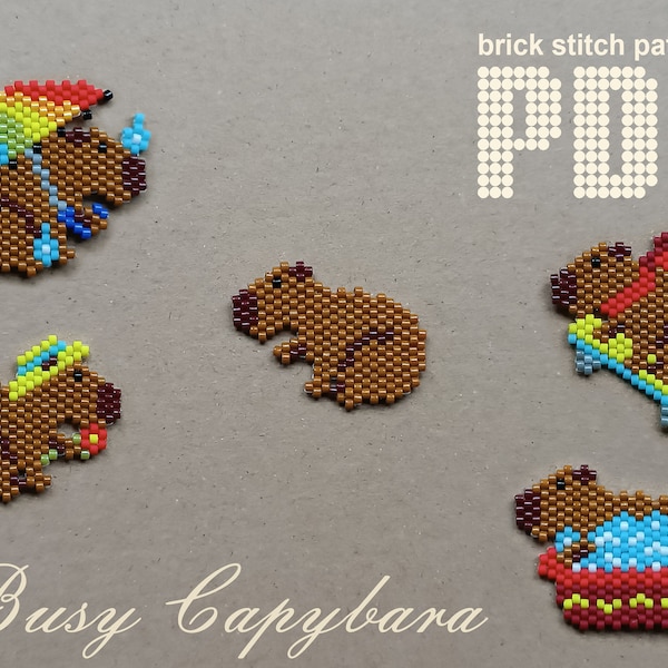 Capybara brick stitch beading patterns Seed bead patterns Miyuki pattern Beading tutorial PDF patterns