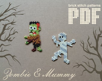 Beaded Halloween pattern Brick stitch beading tutorial Seed bead Halloween PDF