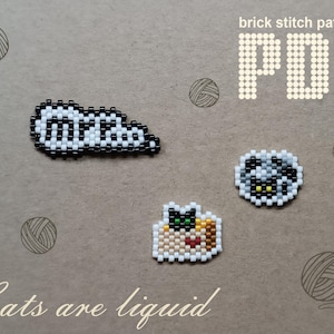 Seed bead patterns Beaded cat Brick stitch beading pattern set PDF Animals bead patterns Cats