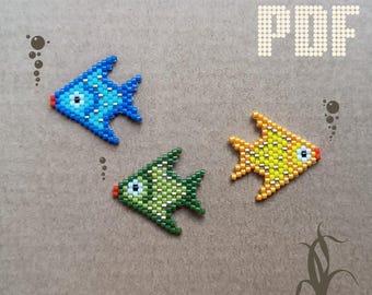 Patrón de cuentas de pez en PDF Tutorial de abalorios con punto ladrillo Patrón de cuentas de semillas Pez de cuentas con 3 opciones de adorno
