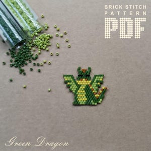 Dragon brick stitch beading pattern PDF Animals bead patterns Seed bead patterns Miyuki beads pattern Beaded animals