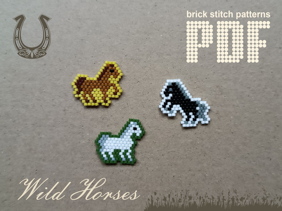 馬のブリックステッチビーズパターン PDF シードビーズパターン ビーズ