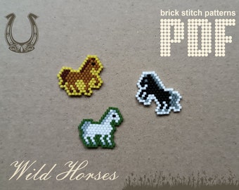 Horse brick stitch beading patterns PDF Seed bead pattern Beaded Horse Miyuki beads patterns