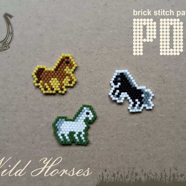 Horse brick stitch beading patterns PDF Seed bead pattern Beaded Horse Miyuki beads patterns