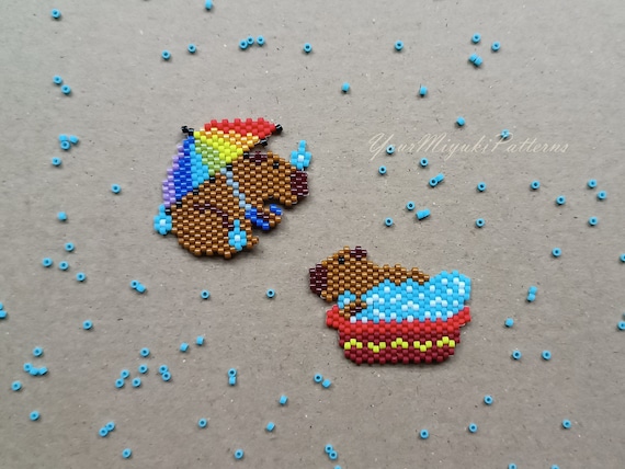 カピバラのブリックステッチのビーズパターン シードビーズの