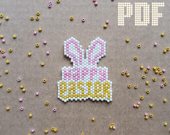 Osterhase Perlenanleitung PDF Stickvorlage Ziegelstich Miyuki Perlen Osterhase Ostern