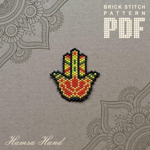 Bead pattern for brick stitch beading Hamsa Hand PDF