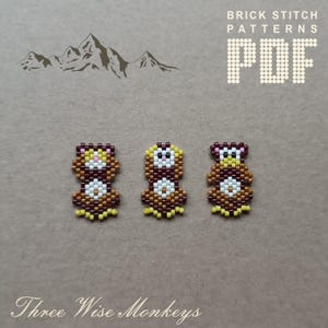 Patrón de cuentas pequeñas Patrón de punto ladrillo de mono Tutorial de mono con cuentas PDF