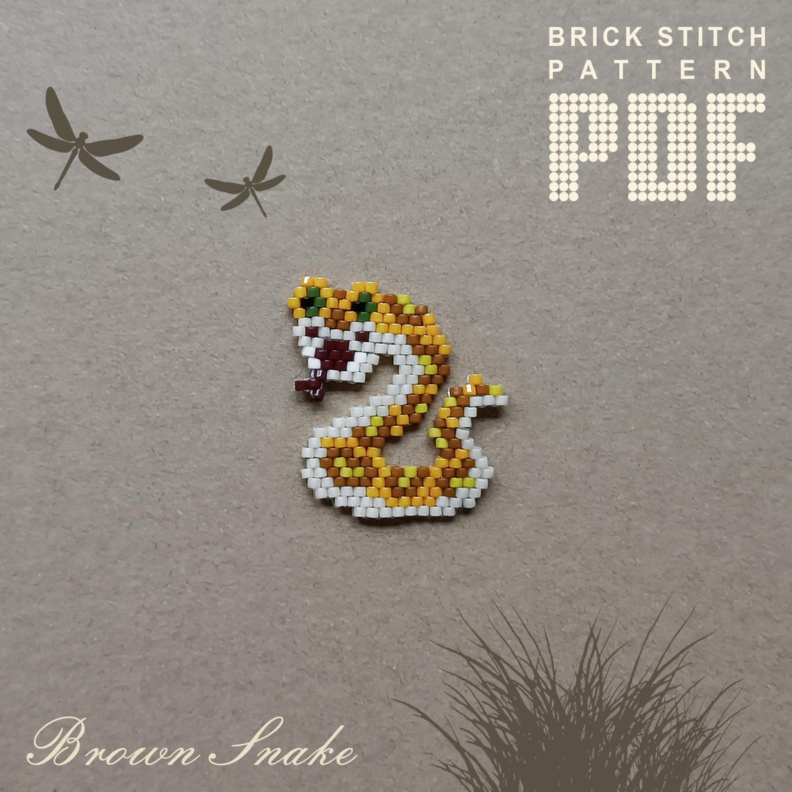 Seed Bead Snake Pattern PDF Brick Stitch Beading Beaded Animals Miyuki ...