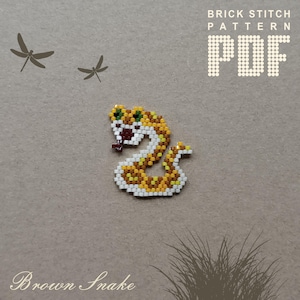 Seed bead Snake pattern PDF Brick stitch beading Beaded animals Miyuki Delica 11/0 beads