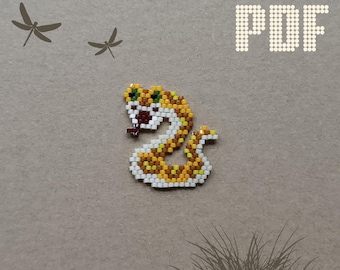 Patrón de serpiente con cuentas pequeñas en PDF. Punto ladrillo para abalorios. Animales con cuentas. Cuentas Miyuki Delica 11/0.
