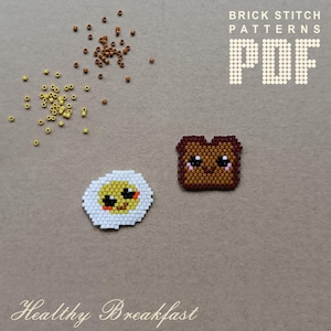 Bead patterns PDF Beaded Egg Bread Brick stitch beading tutorial Seed bead food patterns