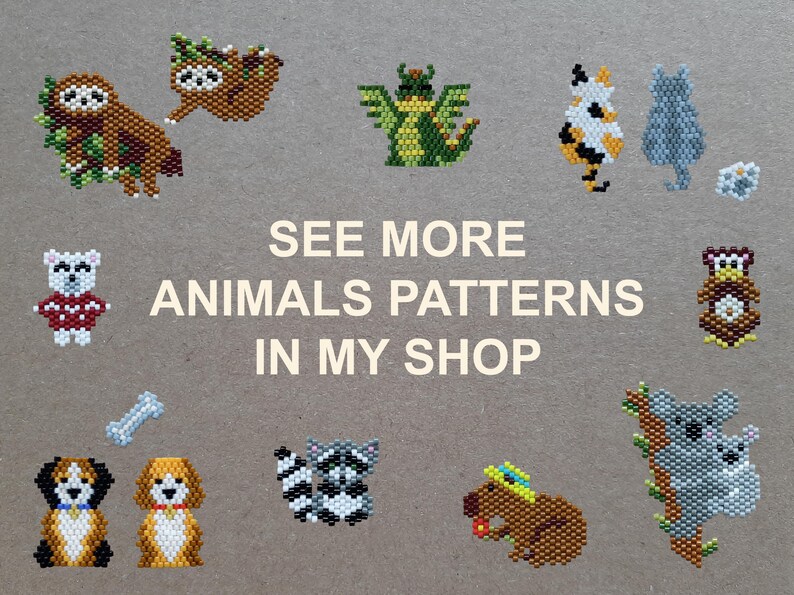 Animal Seed Bead Patterns PDF Lion Zebra Koala Tiger Brick Stitch ...