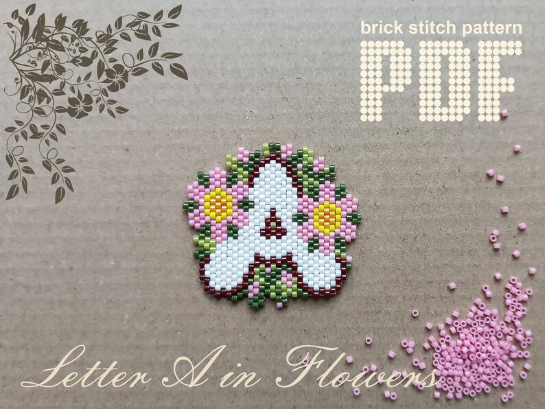 Alphabet Bead Pattern Brick Stitch Pattern PDF Seed Bead Pattern Miyuki