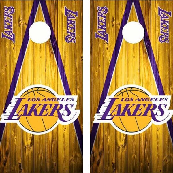 Los Angeles Lakers Cornhole Wraps - 2 Cornhole Wraps - Cornhole Skins - Vinyl Wrap - Laminated Set