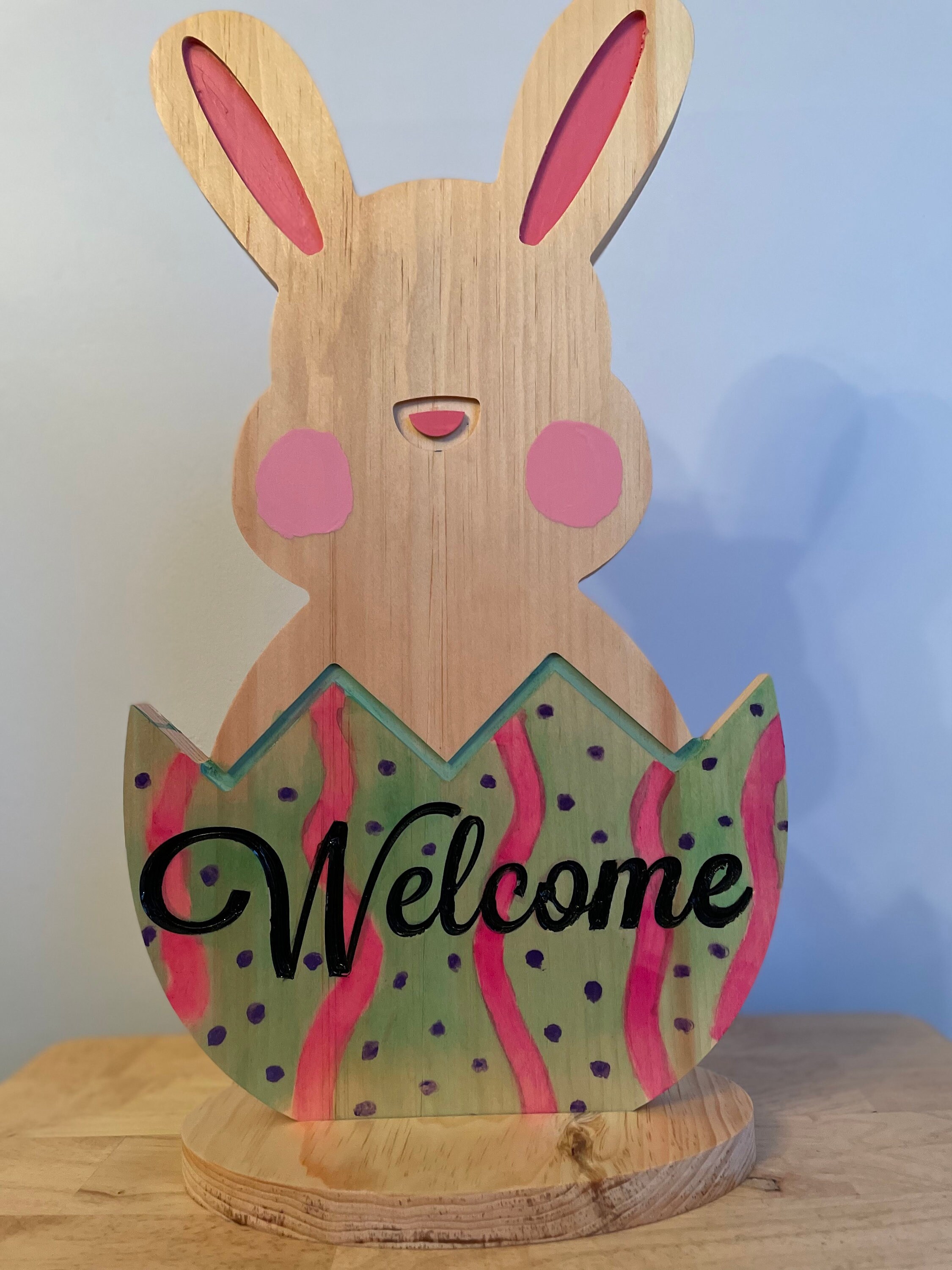Figurine Lapin De Pâques – Céramique Multicolore – Extra Large – Décoration Saisonnière