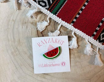 Handmade Watermelon Clay Pin – Support Palestine (25% Donated) | Polymer Clay Brooch | Gaza Solidarity Gift | Free Palestine Pin