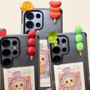 Handmade Tanghulu Phone Hipper | Strawberry, Mandarin, and Grape Phone Accessories and Gifts | Clay Phone Hipper | Tanghulu Phone Hipper