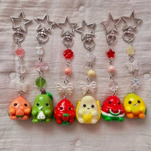 Handmade Chubby Fruit Keychains – Cute Polymer Clay Charms | Banana, Strawberry, Peach, Pear, Mango & Watermelon | Kawaii Gift