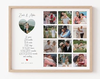 Personalize 2nd Year Anniversary Photo Collage Gift, 2 Year Anniversary Gift for Husband, Second Anniversary Photo Gift, 2nd Anniversary