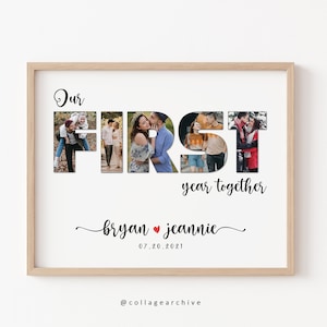 Our First Year Together Personalized Photo Collage, One Year Anniversary Gifts for Boyfriend, 1st Anniversary Gift for Husband, Gift for Him