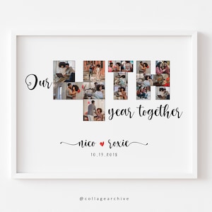 Regalo de 4 años para novio, regalo de cuatro años, regalo personalizado de collage de 4º aniversario, cuarto año juntos 4 años de collage