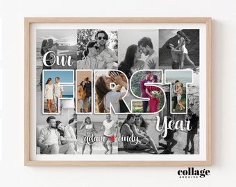 Our First Year Personalized Photo Collage, One Year Anniversary Gifts for Boyfriend, 1st Anniversary Gift for Husband First Anniversary Gift