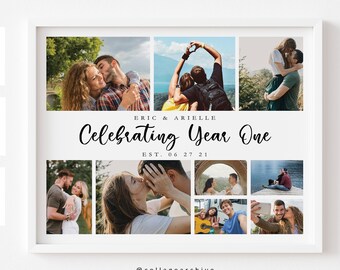 Collage de fotos personalizado para el primer aniversario, regalo de boda, regalo para el esposo, regalo de aniversario para el novio, regalo para el primer aniversario