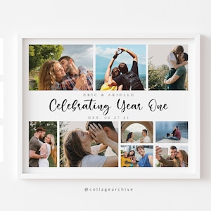Collage de fotos personalizado del 1er aniversario, regalo de boda de 1 año, regalo para el esposo, regalo de un año de aniversario para el novio, regalo del primer aniversario