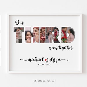 Personaliseer 3e verjaardagscadeau, jubileumcadeau voor hem, nummer fotocollage cadeau voor vriendin, huwelijksverjaardag cadeau voor echtgenoot