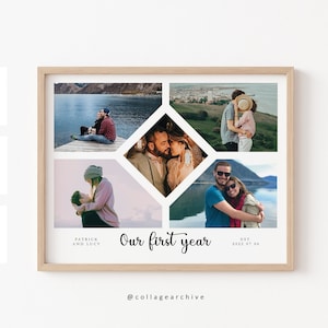 Regali di anniversario per il fidanzato collage fotografico / Carta fotografica personalizzata regalo di anniversario per lui, regalo di 1° anniversario per il marito collage art