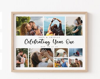 Personalice el regalo de collage de fotos del primer aniversario / Un collage de fotos personalizado como regalo de aniversario de 1.er año para su novio o regalo de bodas de 1.er año