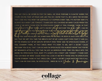 Personalized Foil Metallic Song Lyrics Printable Wall Art, First Dance Lyrics 1 Year Anniversary Gift for Boyfriend, Custom Song Print
